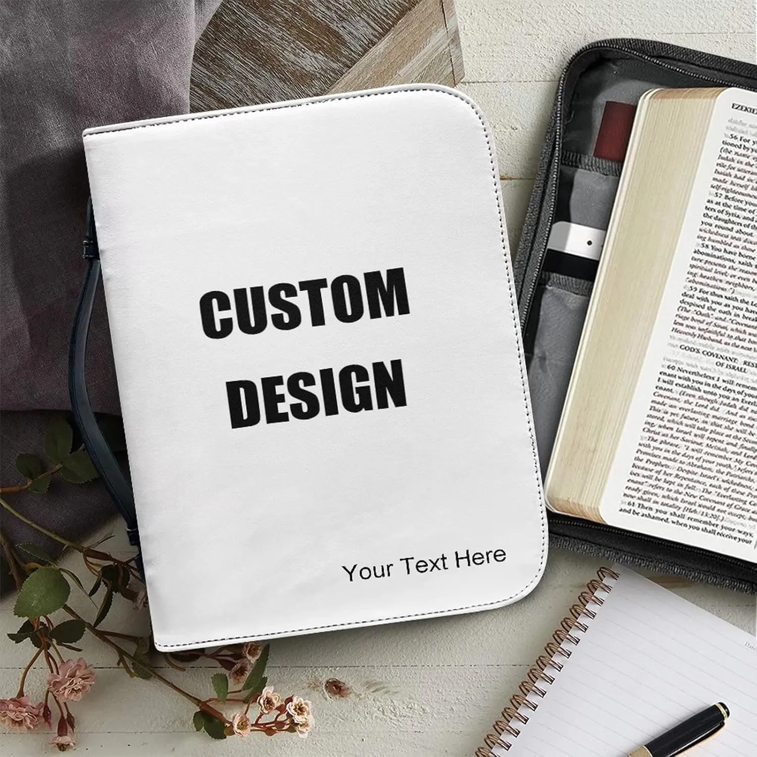 Bible Cover Case PU Leather Book Cover for Women Girls, Large Capacity Scripture Bag Bible Cover Bags