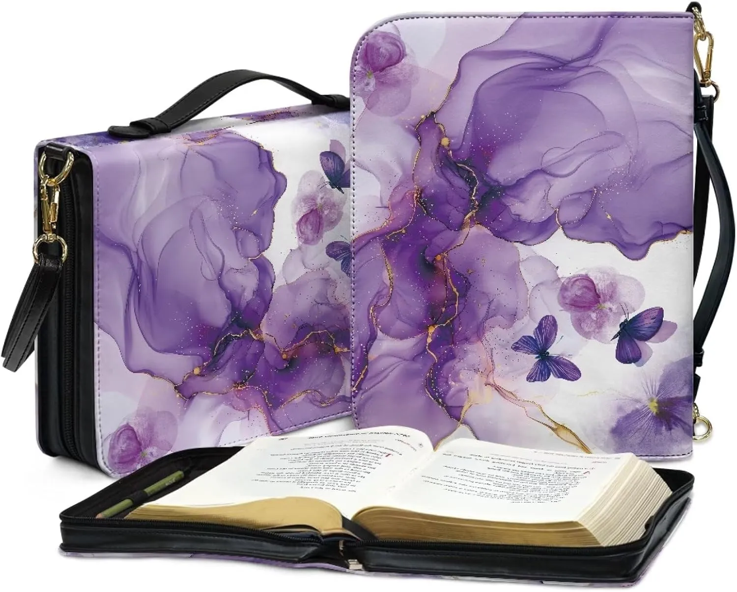 Bible Cover Extra Large Leather Study Bible Carrying Case with Zipper Pocket for Library Church Picnic Hiking