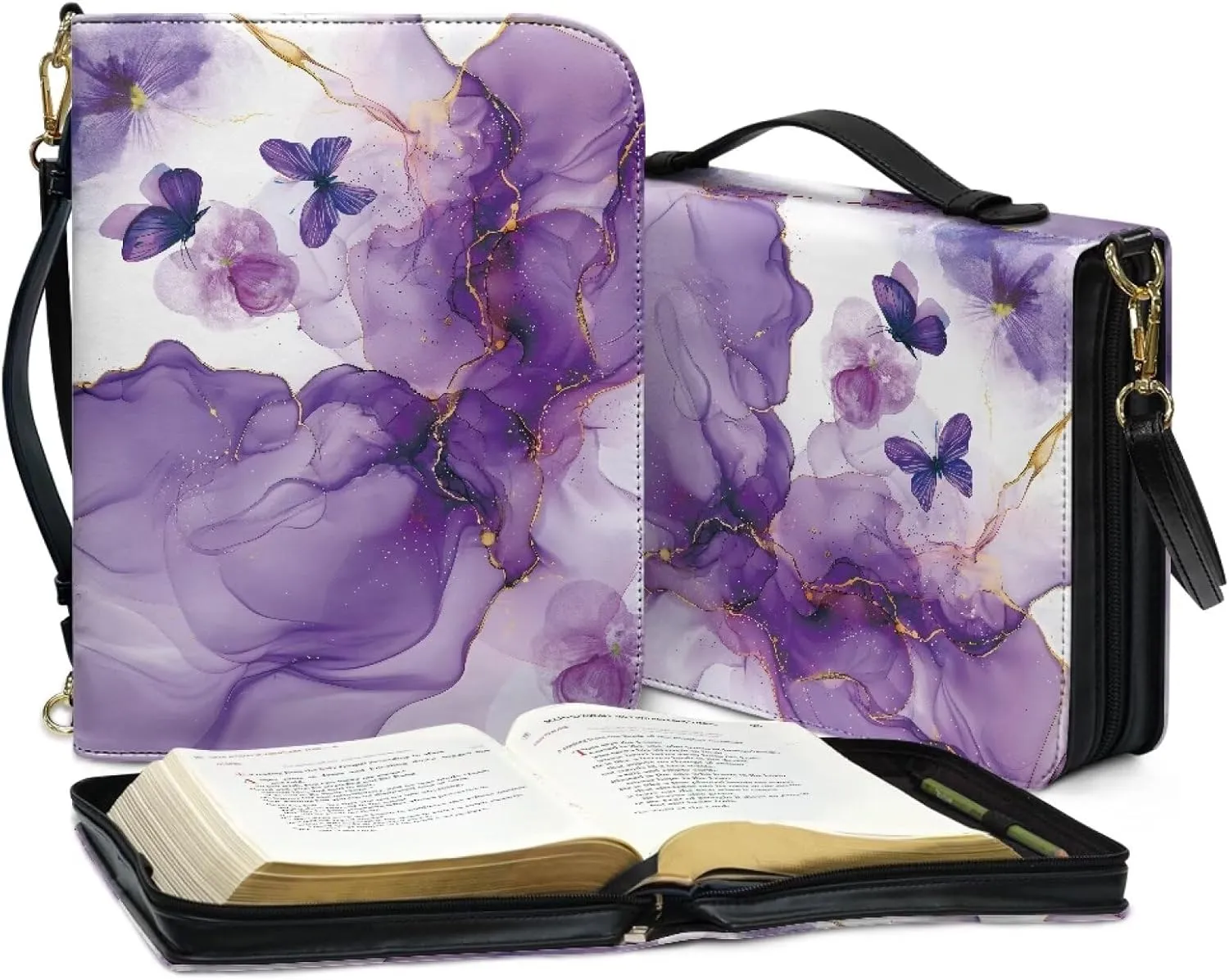 Bible Cover Extra Large Leather Study Bible Carrying Case with Zipper Pocket for Library Church Picnic Hiking
