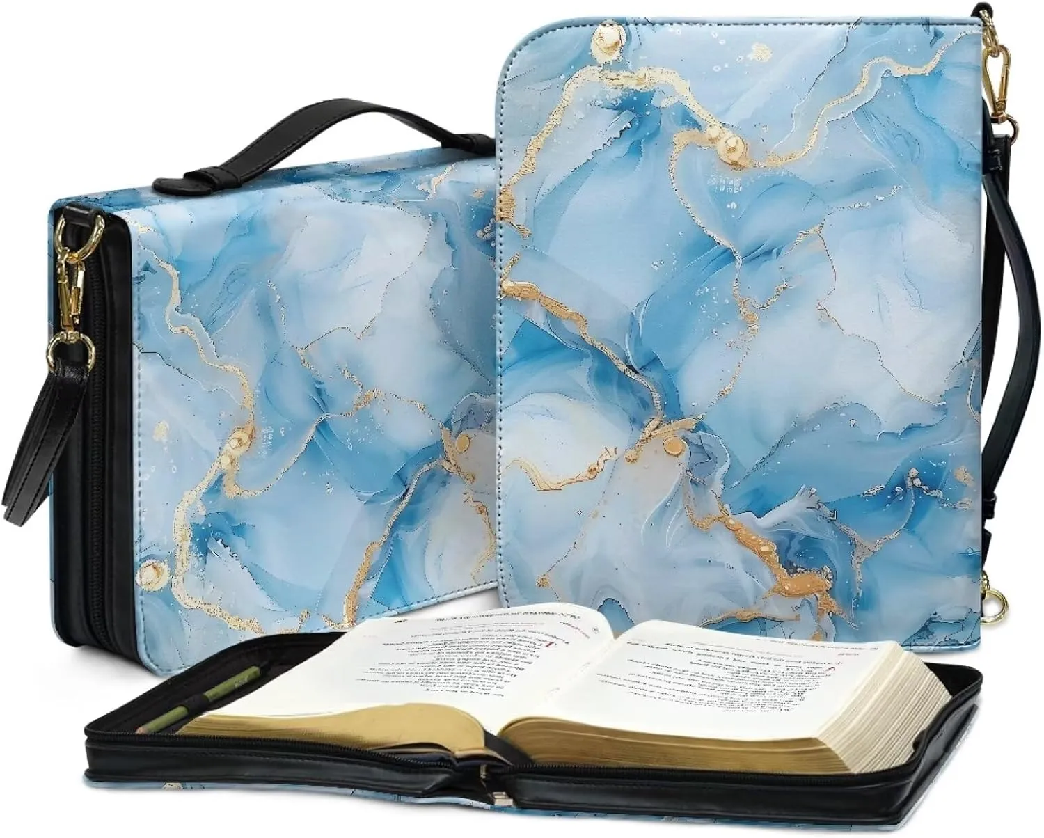 Bible Cover Extra Large Leather Study Bible Carrying Case with Zipper Pocket for Library Church Picnic Hiking