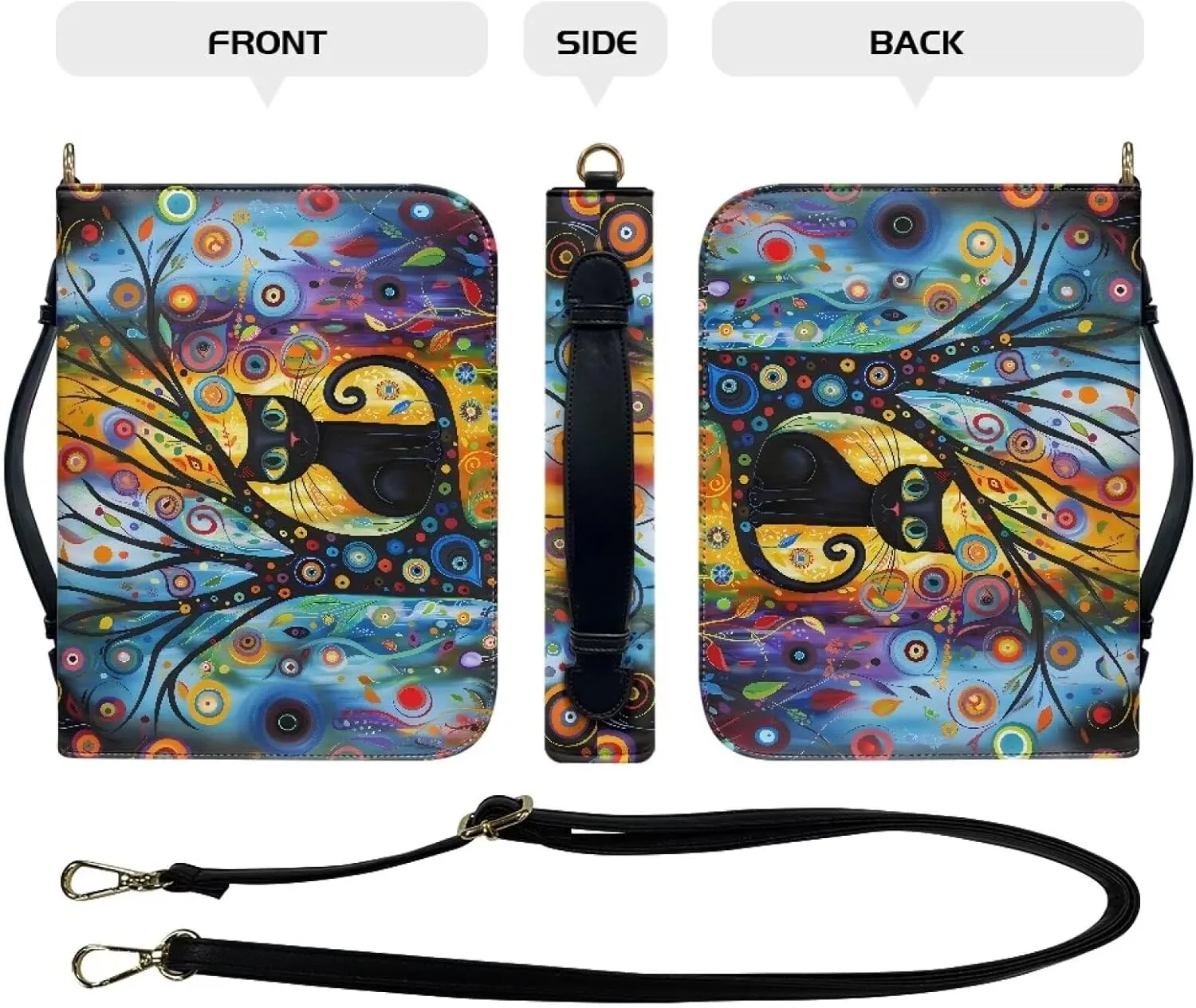 Bible Cover for Women Girls, Leather Bible Carrying Case with Strap, Lightweight Bible Tote Bag for School Church