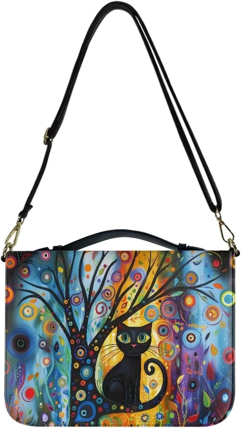 Bible Cover for Women Girls, Leather Bible Carrying Case with Strap, Lightweight Bible Tote Bag for School Church