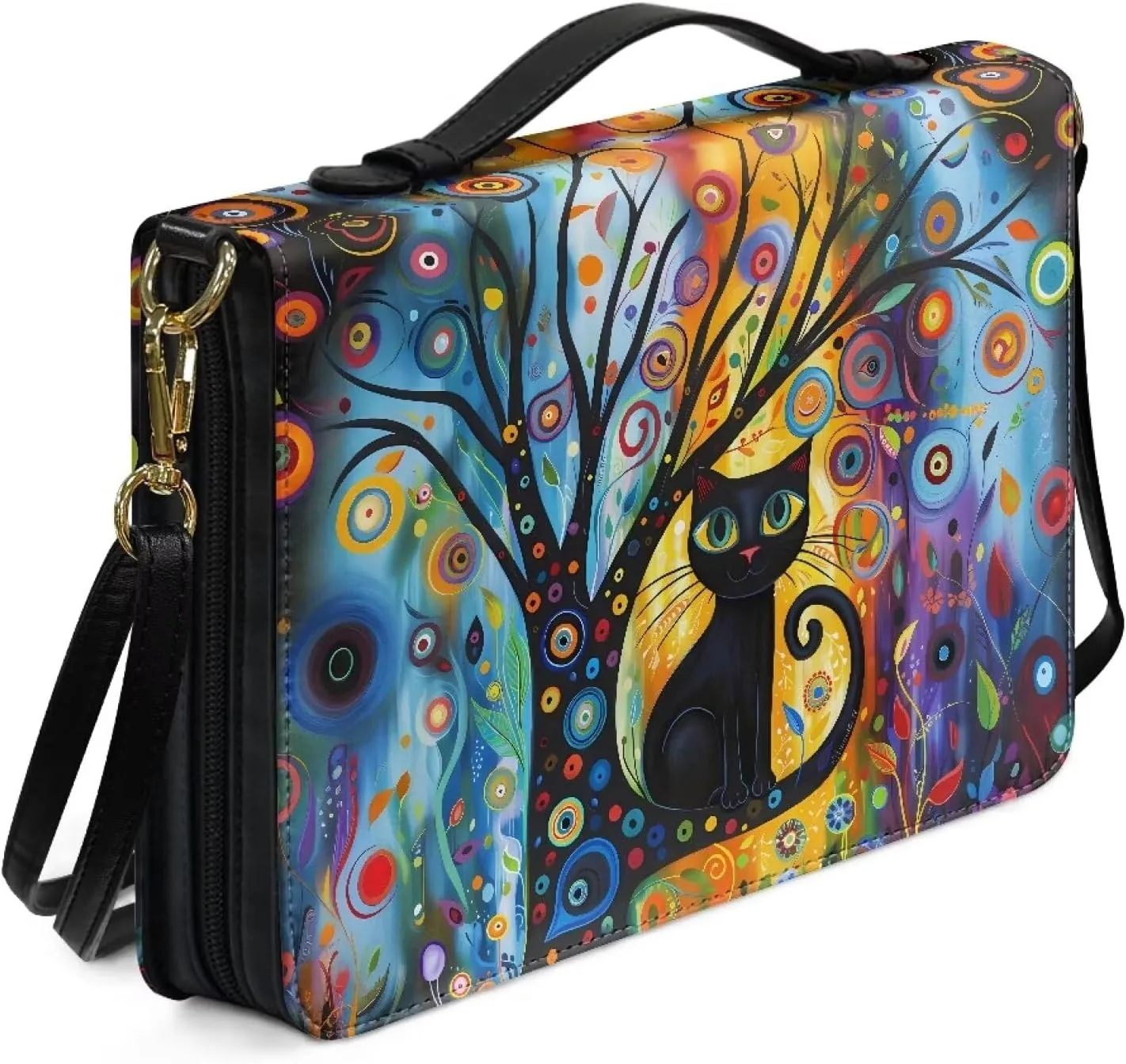Bible Cover for Women Girls, Leather Bible Carrying Case with Strap, Lightweight Bible Tote Bag for School Church