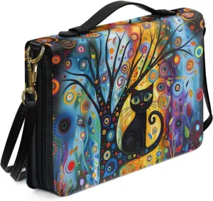 Bible Cover for Women Girls, Leather Bible Carrying Case with Strap, Lightweight Bible Tote Bag for School Church