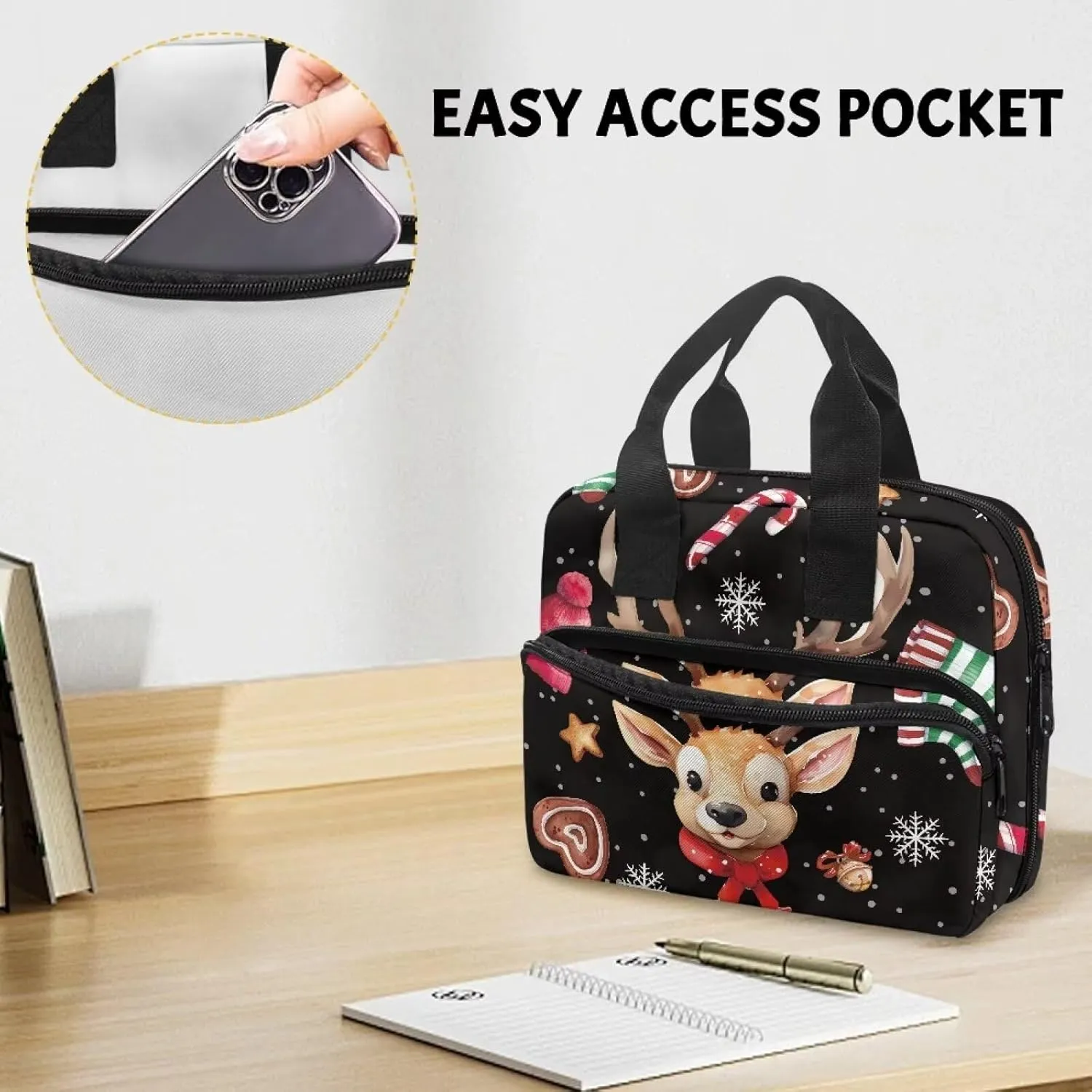 Bible Cover for Women Men Study Bible Case with Handle Church Bag Tote Bag for Home, Office, Travel, School