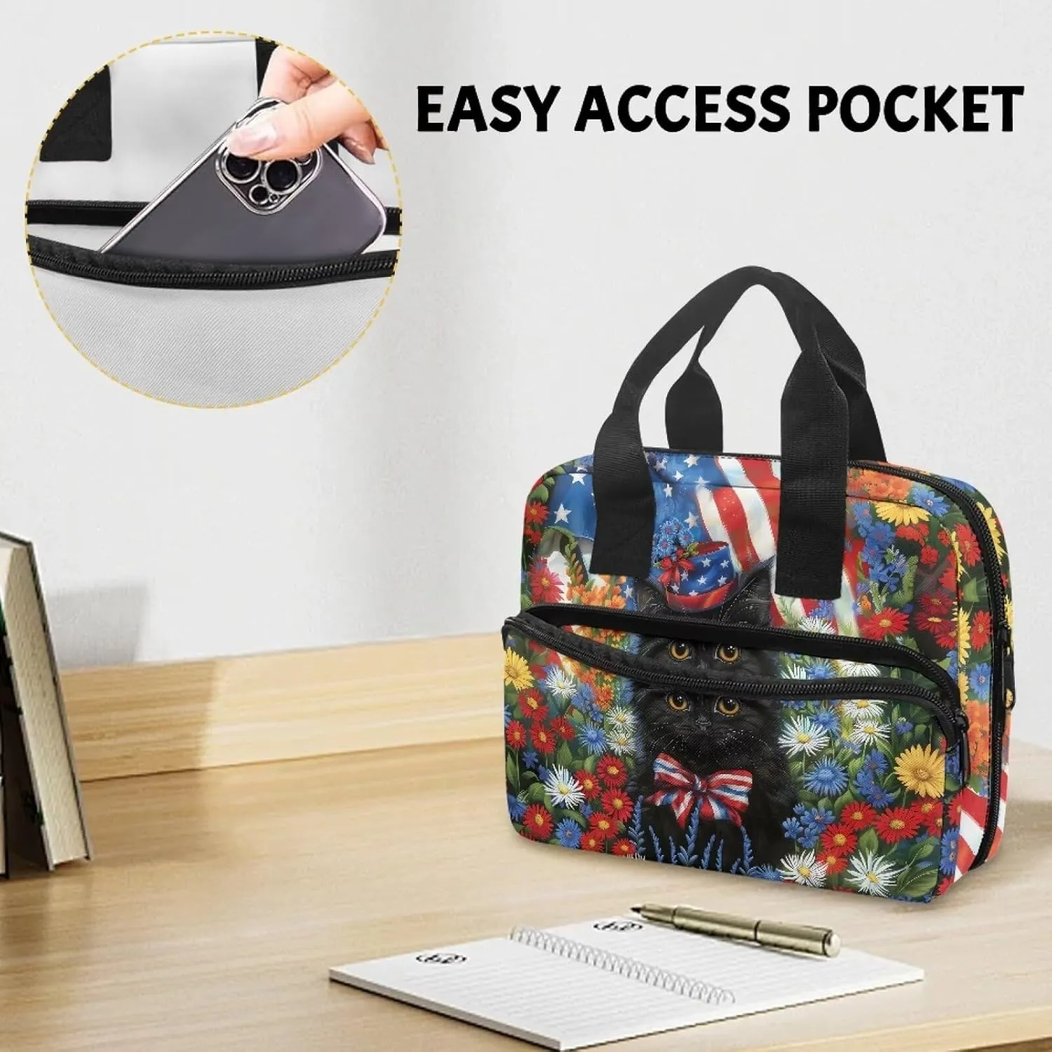 Bible Cover for Women Men Study Bible Case with Handle Church Bag Tote Bag for Home, Office, Travel, School