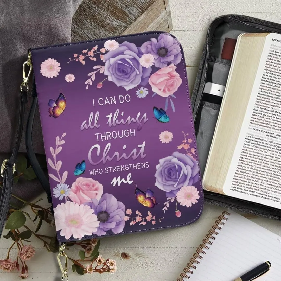 Bible Covers Bible Cover Case Large Capacity Carrying Case Bag with Multi Slots Strap for Women