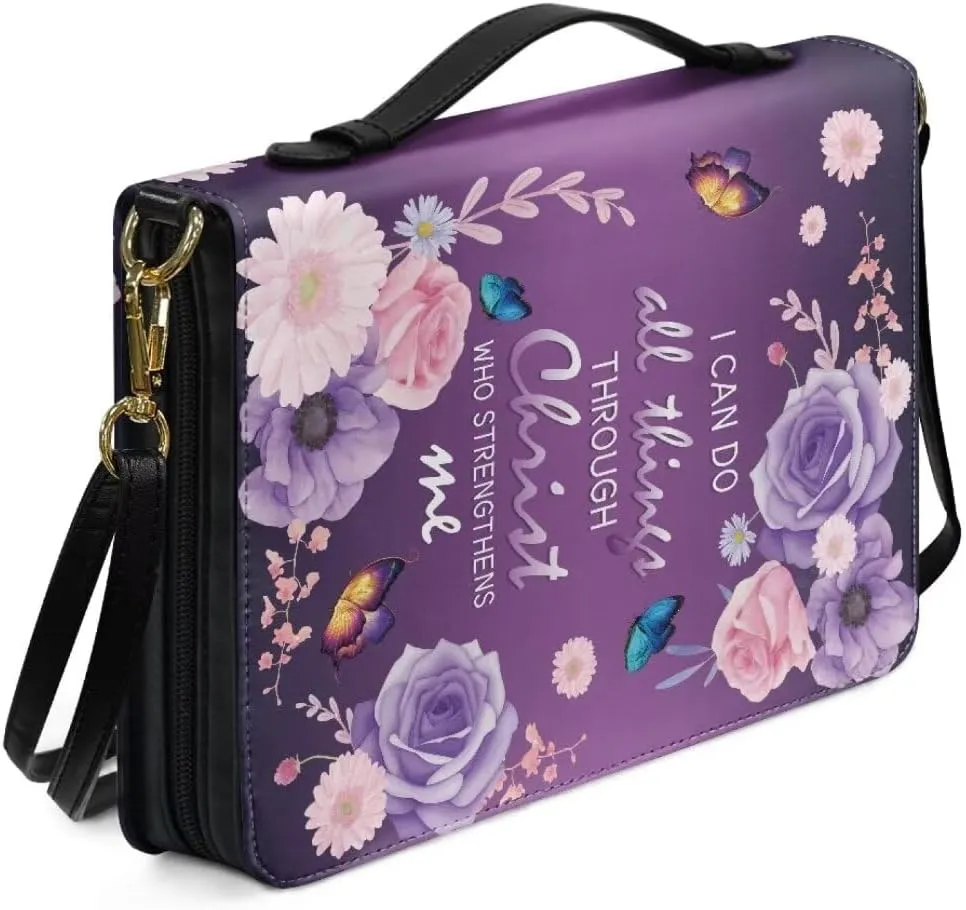 Bible Covers Bible Cover Case Large Capacity Carrying Case Bag with Multi Slots Strap for Women