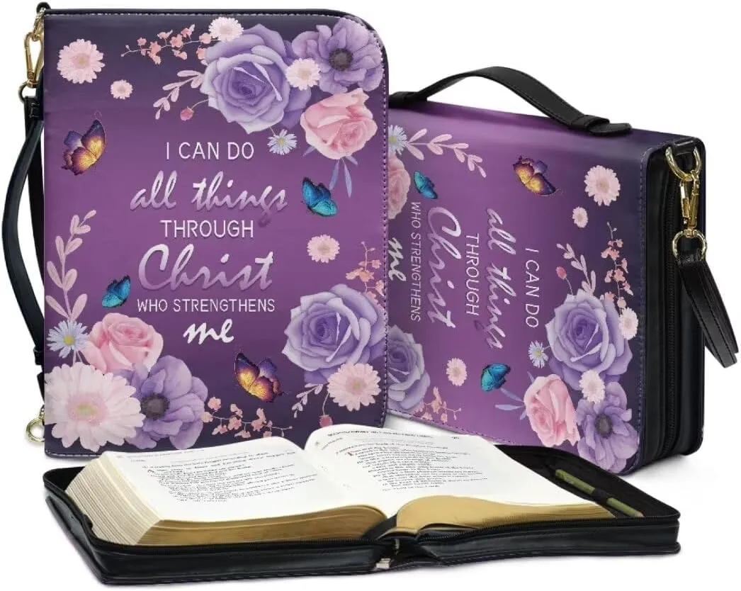 Bible Covers Bible Cover Case Large Capacity Carrying Case Bag with Multi Slots Strap for Women