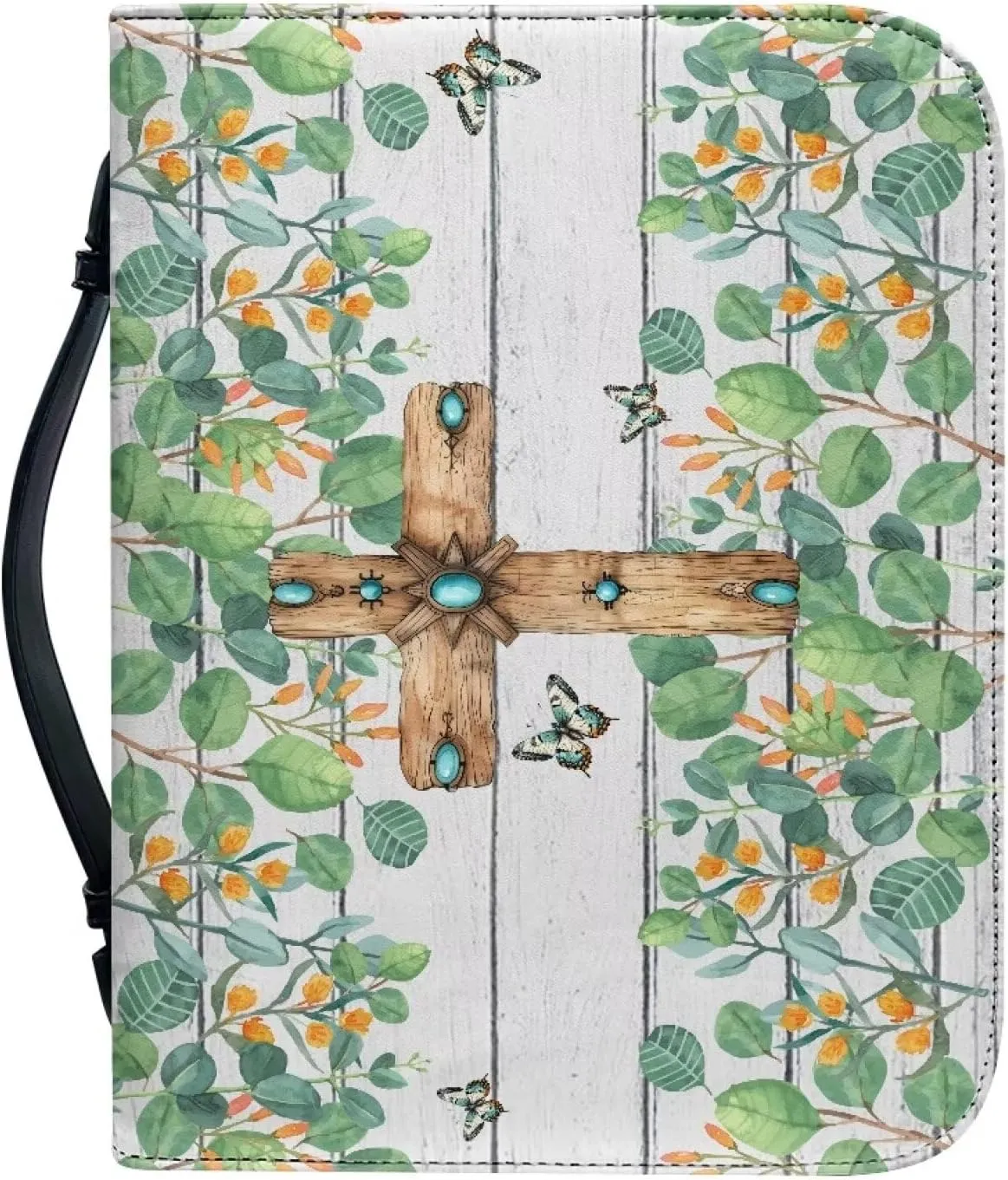 Bible Covers for Girls, Butterfly Cross Large Church Bag Religious Accessories Lightweight Bible Organizer with Pen Slot Portable Bible Pouch Bag for Church Study Room