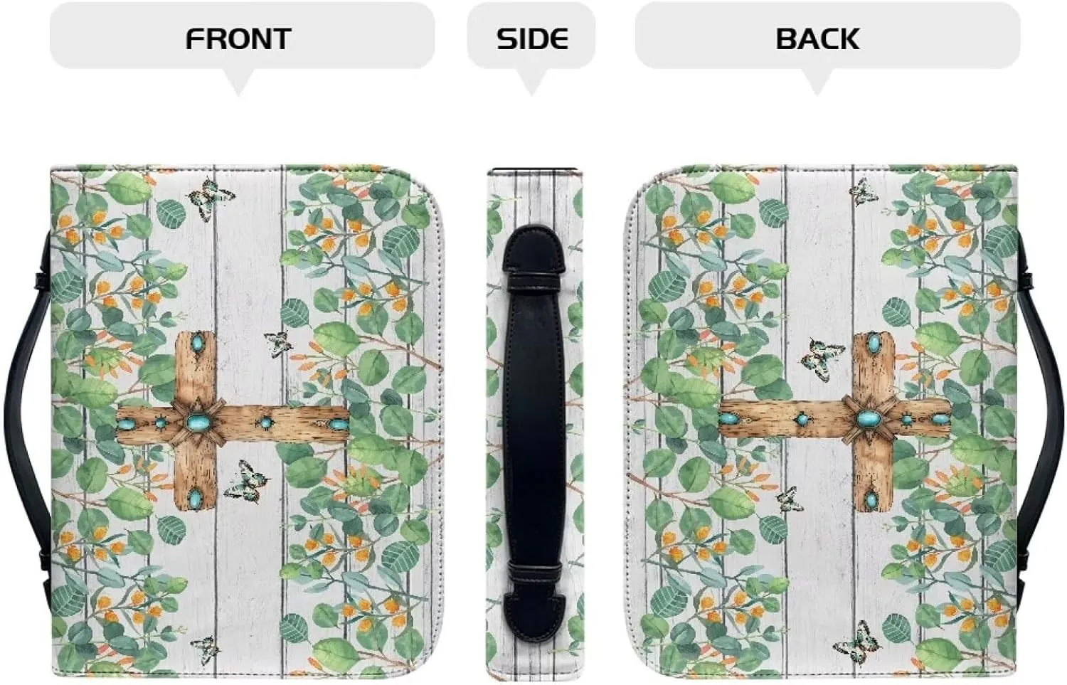 Bible Covers for Girls, Butterfly Cross Large Church Bag Religious Accessories Lightweight Bible Organizer with Pen Slot Portable Bible Pouch Bag for Church Study Room