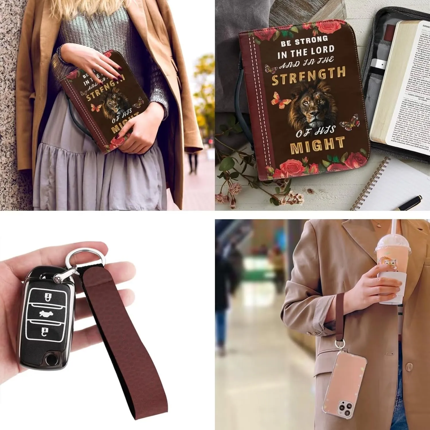 Bible Covers for Women Men with Keychain Carrying Book Case Church Bag Bible with Pockets Large Bible Cover