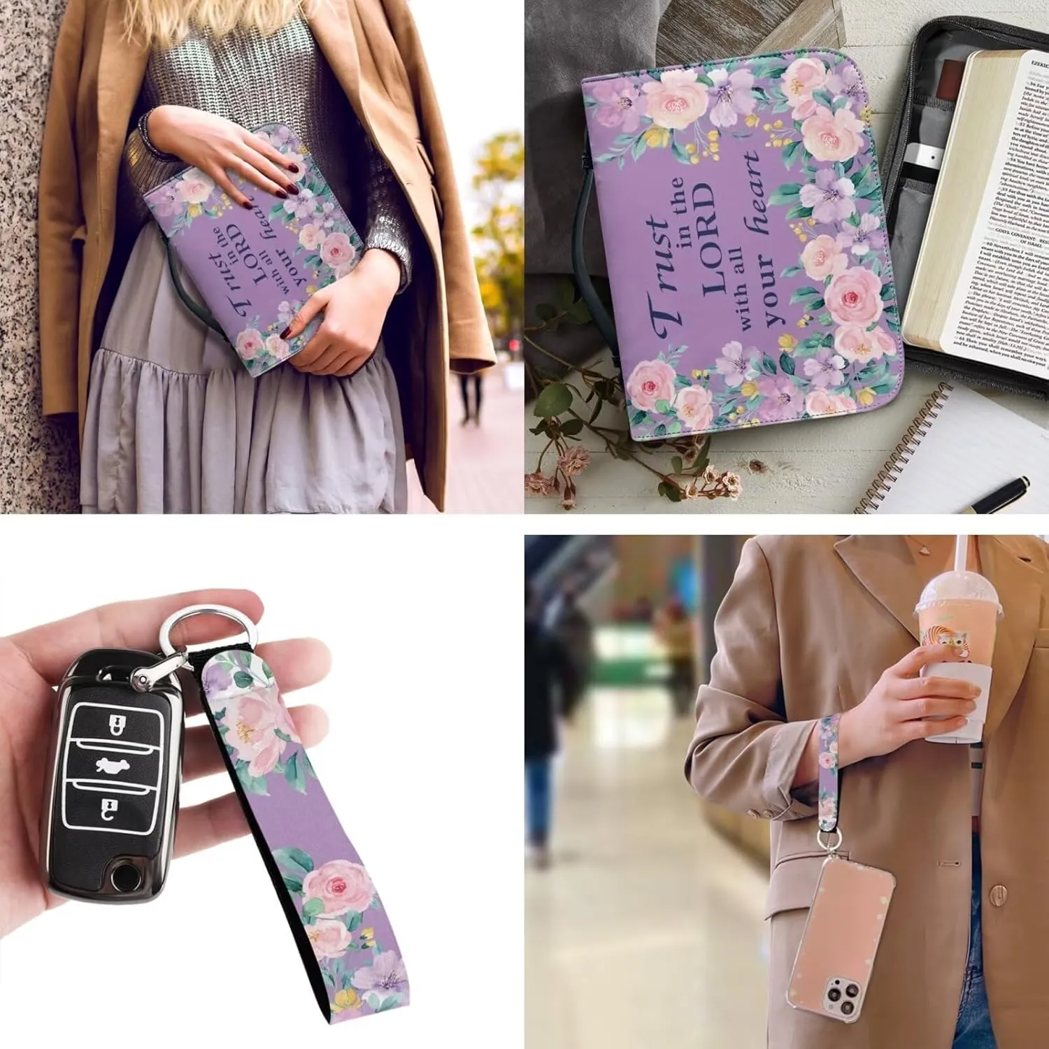 Bible Covers for Women Men with Keychain Carrying Book Case Church Bag Bible with Pockets Large Bible Cover