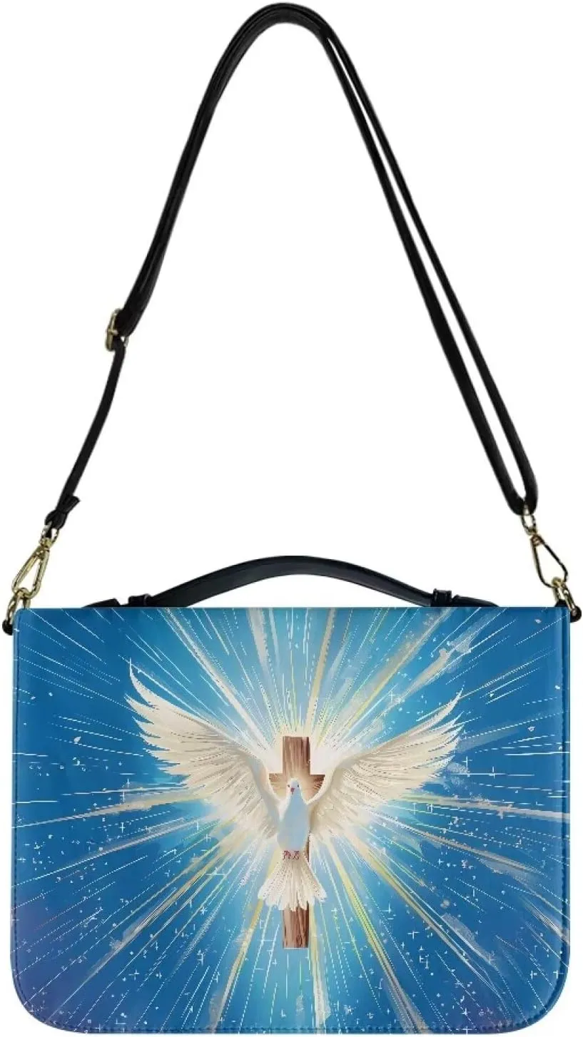 Bible Tote Bag with Handle, Waterproof Bible Accessories PU Leather Bible Case with Shoulder Strap