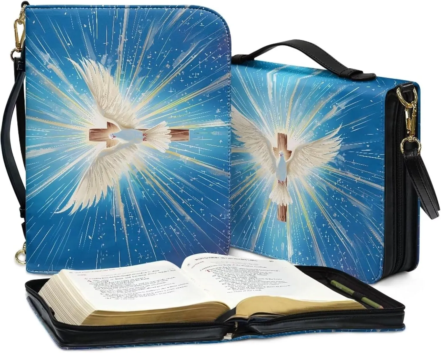 Bible Tote Bag with Handle, Waterproof Bible Accessories PU Leather Bible Case with Shoulder Strap