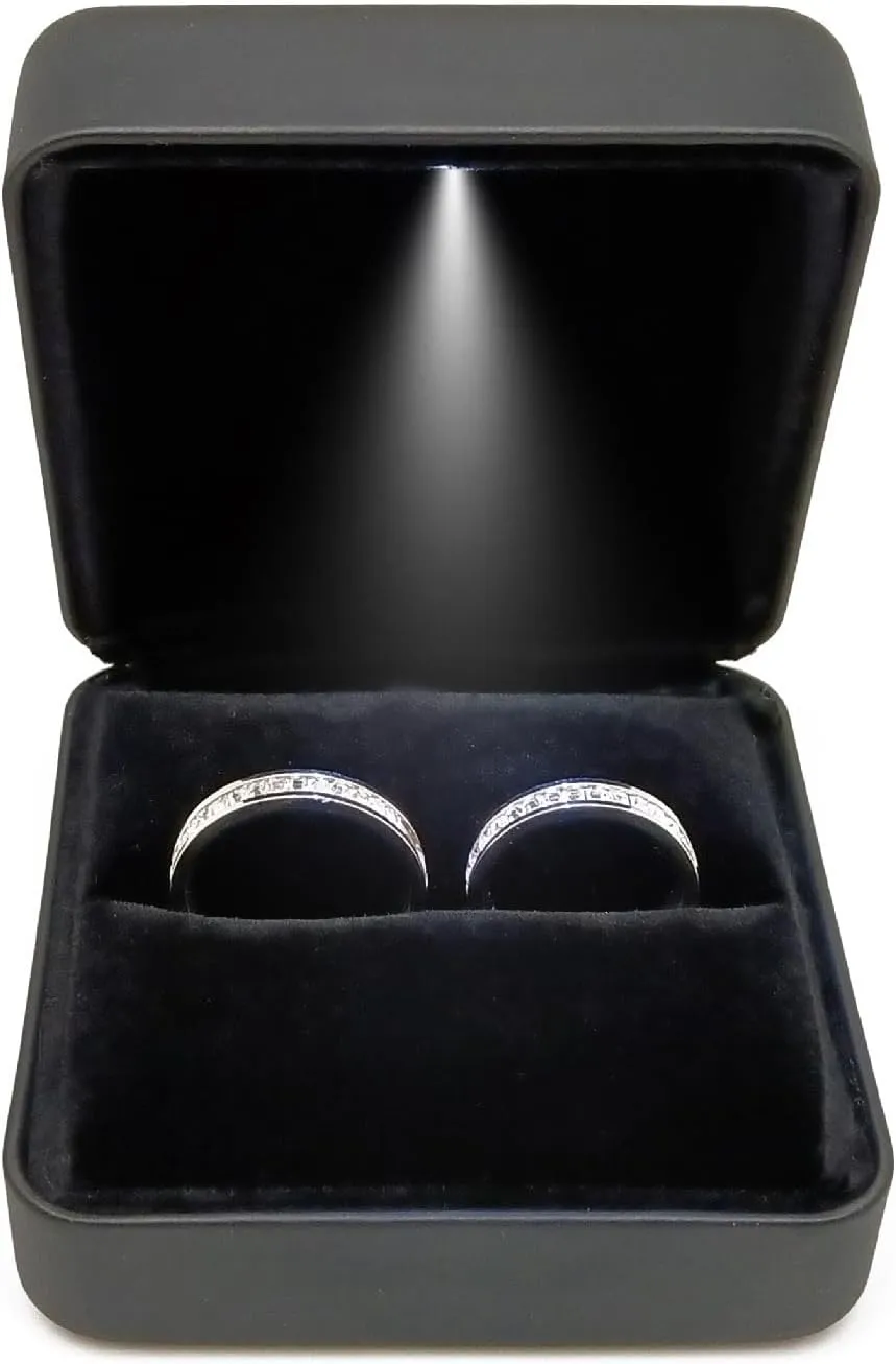 Big Size Metal Glossy LED Jewelry Gift Box Ring Jewelry Exhibition - Suitable for a pair of rings