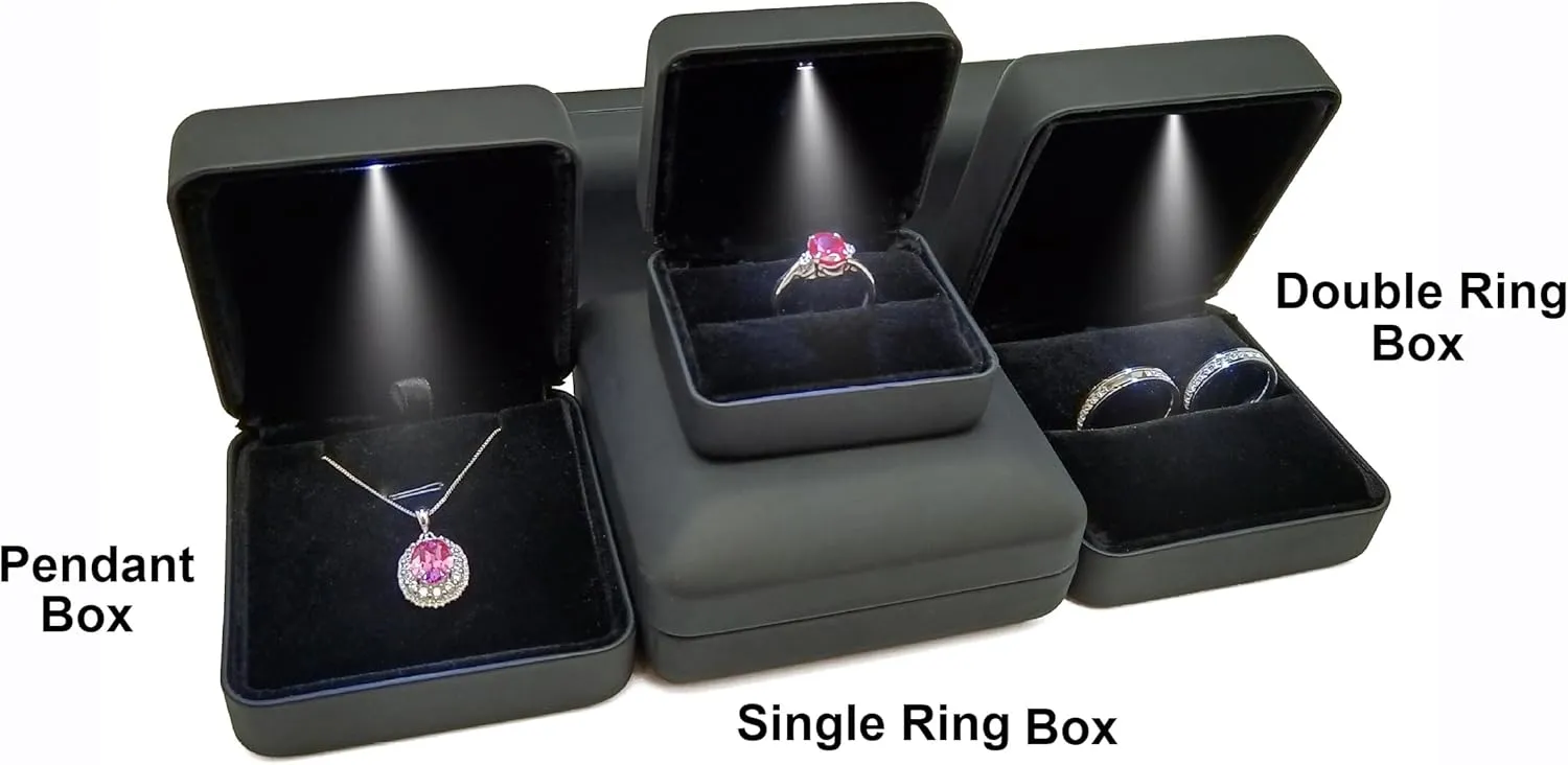Big Size Metal Glossy LED Jewelry Gift Box Ring Jewelry Exhibition - Suitable for a pair of rings