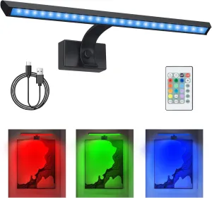 BIGMONAT 16inch Wireless LED Picture Light with Remote, USB Rechargeable Battery Operated Painting Light, Color Changing Art Display for Wall with Timer,Dimmable Art Light for Paintings,Frame,Portrait