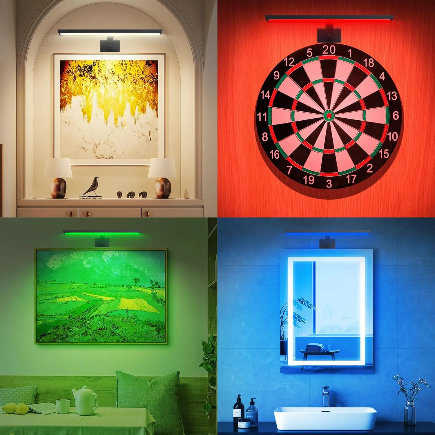 BIGMONAT 16inch Wireless LED Picture Light with Remote, USB Rechargeable Battery Operated Painting Light, Color Changing Art Display for Wall with Timer,Dimmable Art Light for Paintings,Frame,Portrait