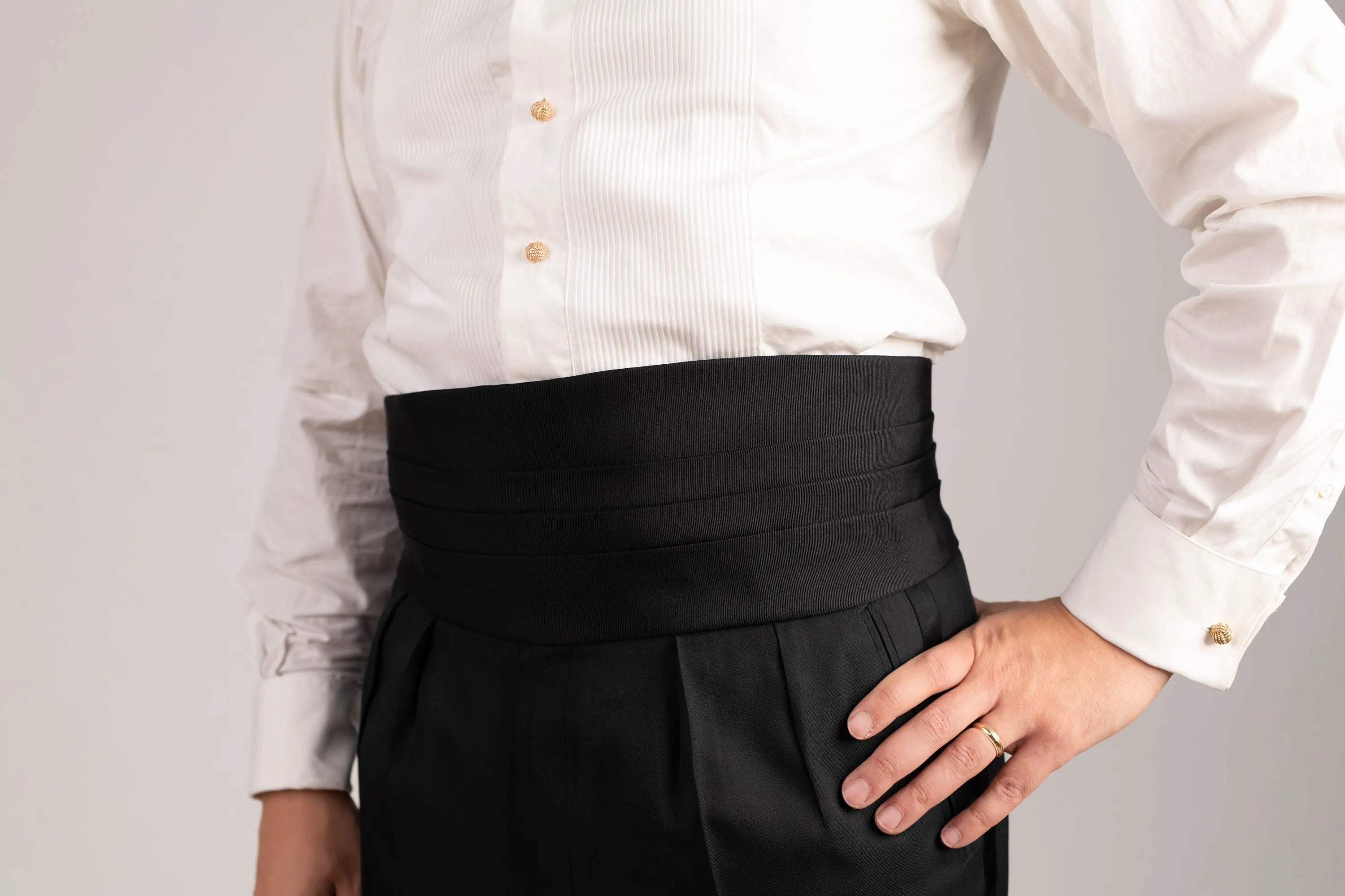 Black Faille Silk Repp Cummerbund