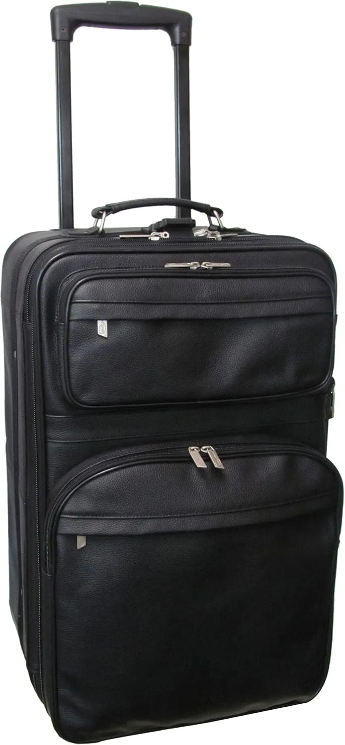 Black Leather 26" Suitcase with Wheels (#89-0)