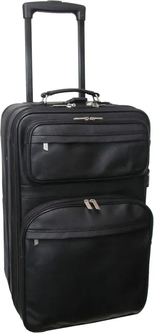 Black Leather 26" Suitcase with Wheels (#89-0)