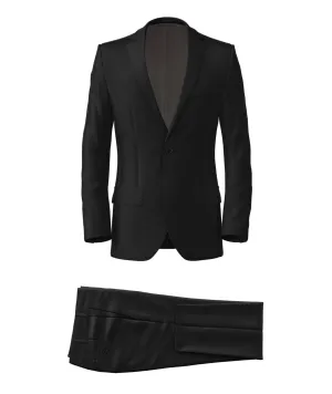 Black Twill Wool Silk Suit