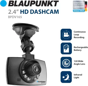 BLAUPUNKT HD Dash Cam with Night Vision 720P 4GB MicroSD Card Included (BPDV165)