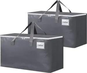 BlissTotes Large Moving Bags and with Zippers & Handles Moving Supplies with lids, Heavy Duty Totes for Storage Bags for Space Saving, Fold Flat, Moving and Storing 93L, 2 Pack