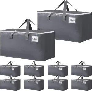 BlissTotes Large Moving Boxes and with Zippers & Handles Moving Supplies with lids, Heavy Duty Totes for Storage Bags for Space Saving, Fold Flat, Moving and Storing 76L, 10 Pack