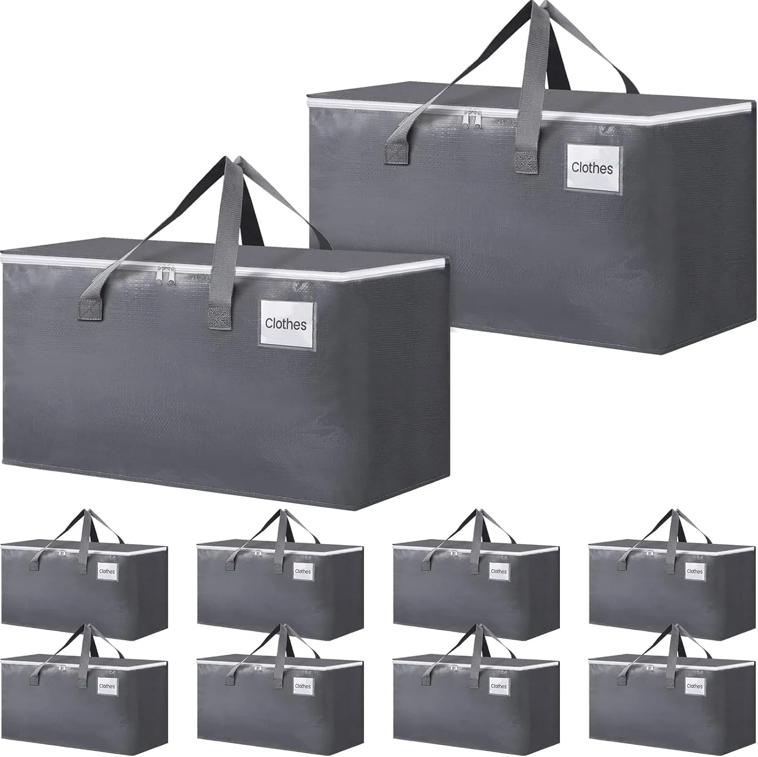 BlissTotes Large Moving Boxes and with Zippers & Handles Moving Supplies with lids, Heavy Duty Totes for Storage Bags for Space Saving, Fold Flat, Moving and Storing 76L, 10 Pack