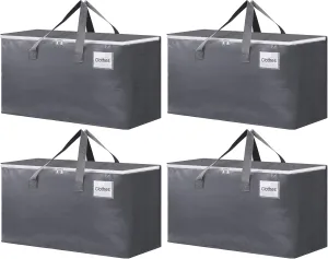 BlissTotes Large Moving Boxes and with Zippers & Handles Moving Supplies with lids, Heavy Duty Totes for Storage Bags for Space Saving, Fold Flat, Moving and Storing 93L, 4 Pack