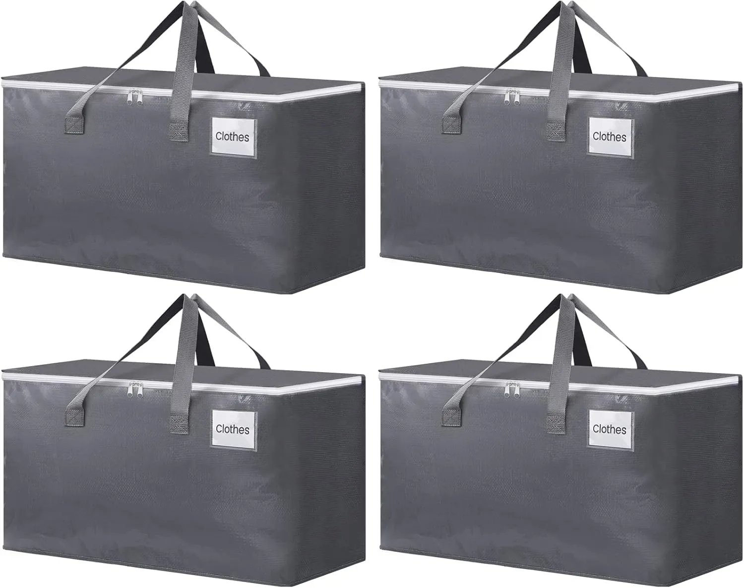 BlissTotes Large Moving Boxes and with Zippers & Handles Moving Supplies with lids, Heavy Duty Totes for Storage Bags for Space Saving, Fold Flat, Moving and Storing 93L, 4 Pack