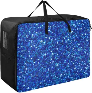 Blue Agate Glitter Storage Bags, 27.5x19.7x11 In, Garment Storage Organizer Travel Cargo Duffel Bags Collapsible Storage Totes for Storing, Camping, Packing and Moving Supplies