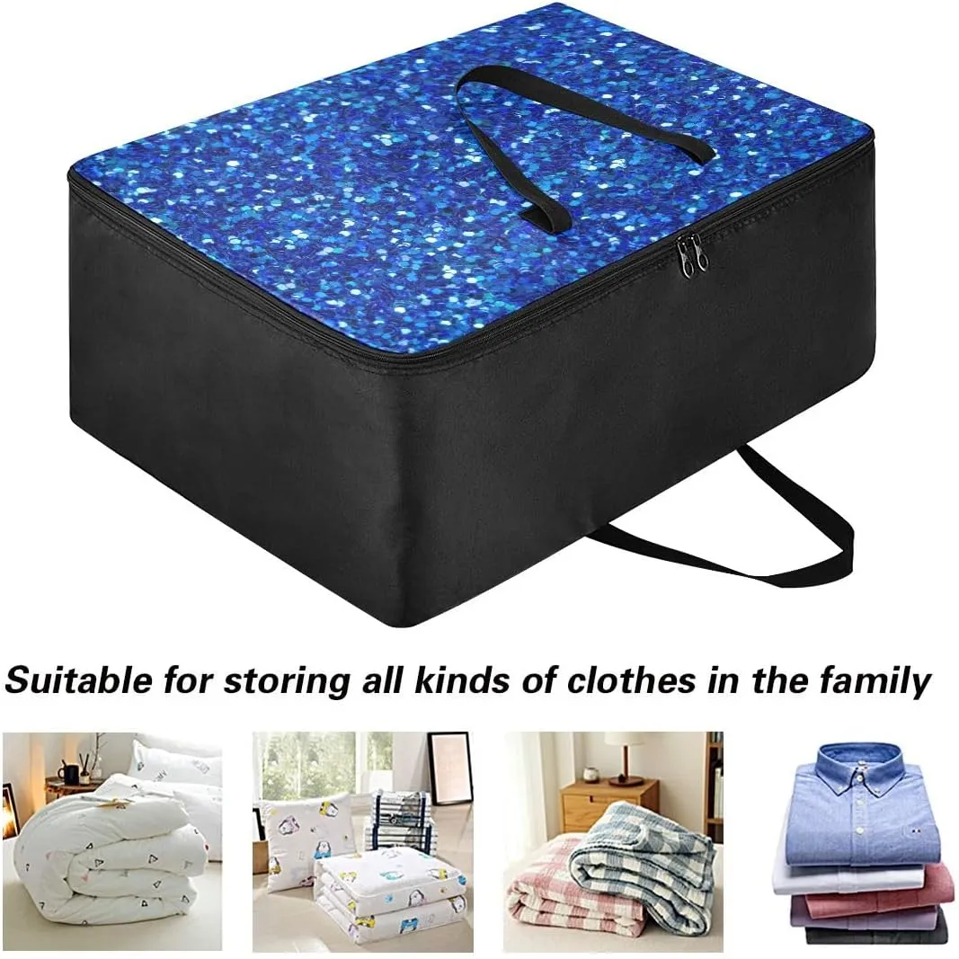 Blue Agate Glitter Storage Bags, 27.5x19.7x11 In, Garment Storage Organizer Travel Cargo Duffel Bags Collapsible Storage Totes for Storing, Camping, Packing and Moving Supplies