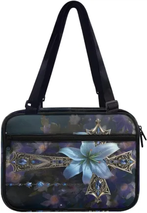 Blue Cross Bible Cover Portable Bible Carrier for Men and Women with Durable Shoulder Strap Paryer Church Tote Bags