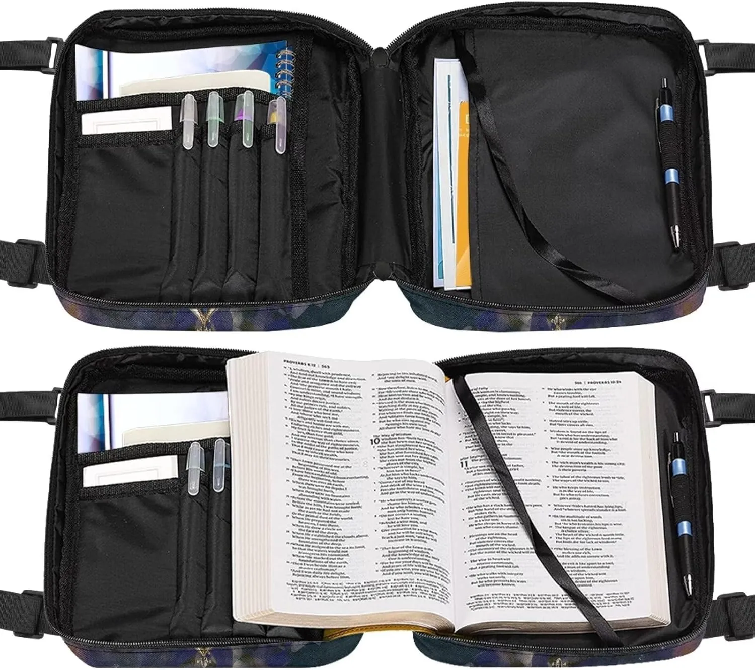 Blue Cross Bible Cover Portable Bible Carrier for Men and Women with Durable Shoulder Strap Paryer Church Tote Bags