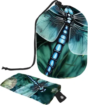 Blue Dragonfly Insect Travel Cosmetic Bags Makeup Bag for Women, Foldable Drawstring Travel Cosmetic Bags, Portable Toiletry Bucket Bag
