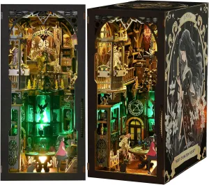 Book Nook DIY Kit, Miniature House Dollhouse Kit for Adult and Teens, Booknook Bookshelf Decor Alley Model Build with LED Light, 3D Wooden Puzzle - Tarot Divination