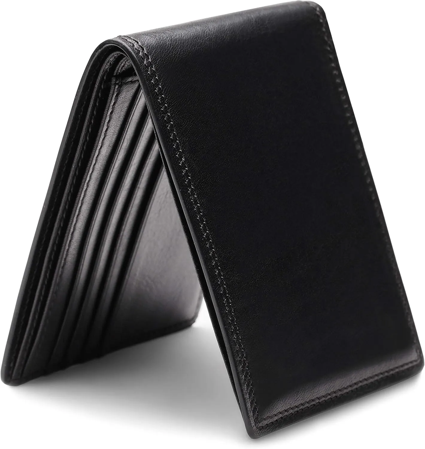 Bosca Men's Leather Wallet – Full Grain Italian Dolce Leather Wallet For Men, 8 Card Slots, Bifold, Gift-Ready Packaging, Black
