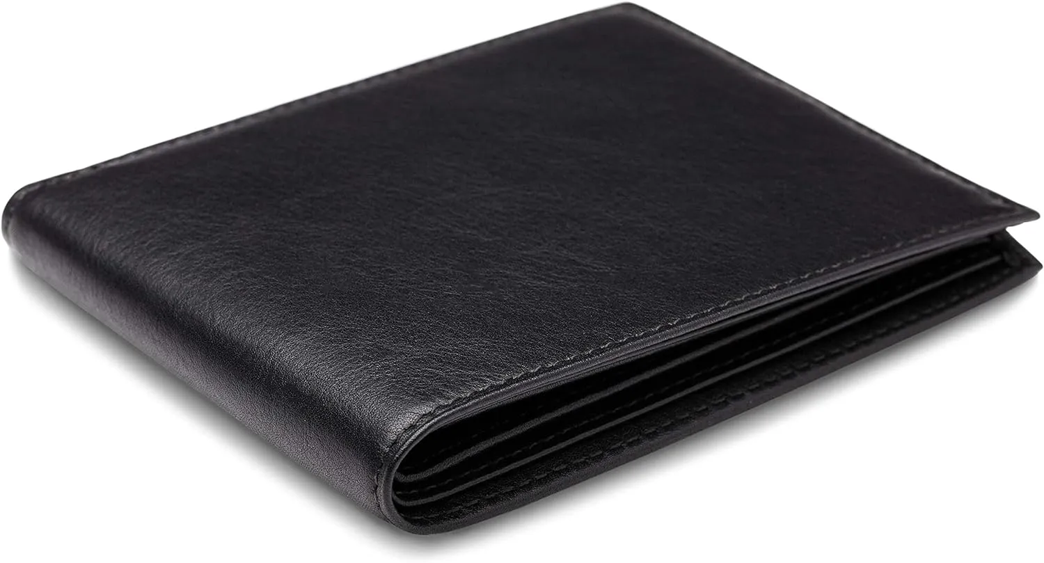 Bosca Men’s Leather Wallet, Nappa Vitello Executive I.D. Wallet For Men With 5 Card Slots, Black