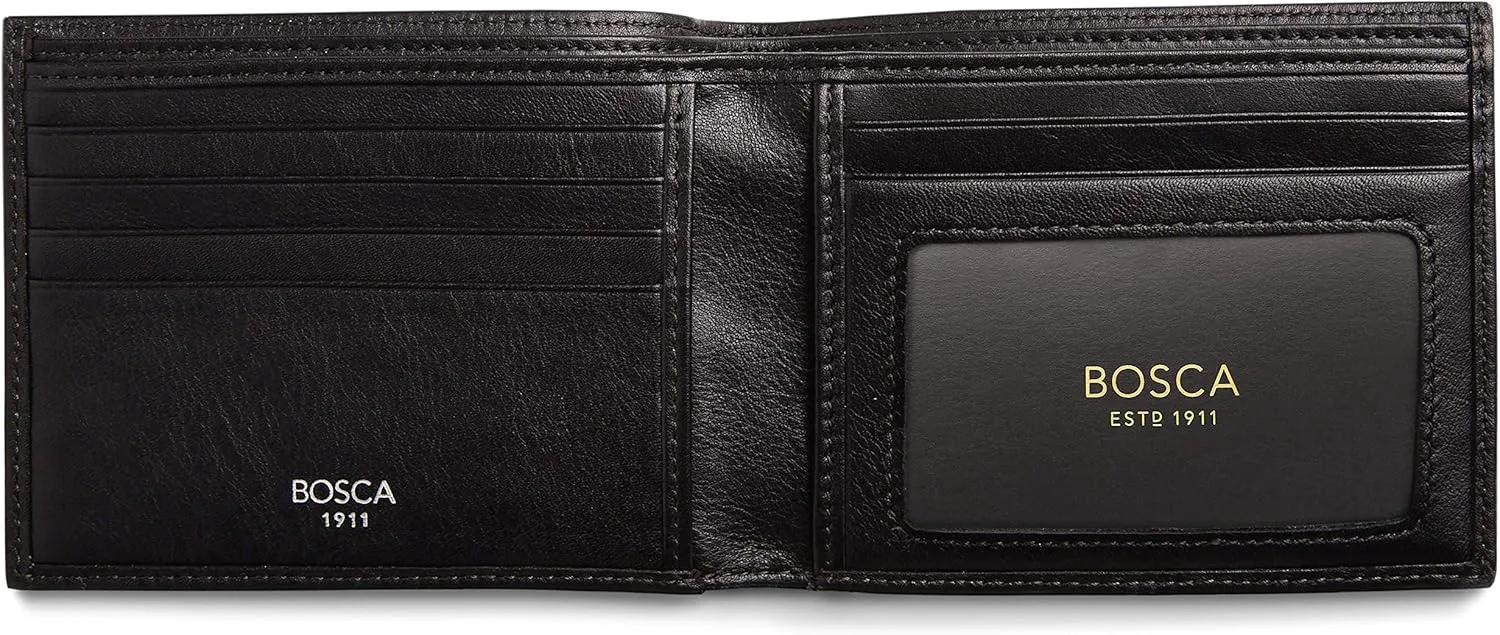 Bosca Men’s Leather Wallet, Nappa Vitello Executive I.D. Wallet For Men With 5 Card Slots, Black