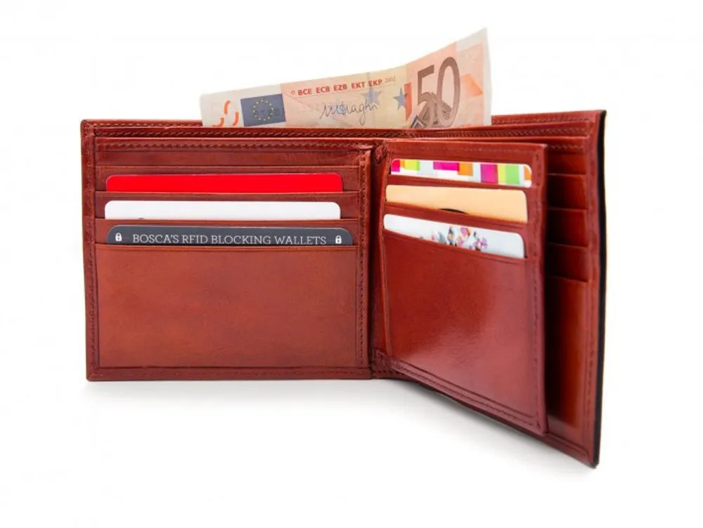 Bosca Men's Old Leather Collection - Eight-Pocket Deluxe Executive Wallet w/ Passcase