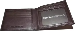 Bosca Nappa Leather Bifold Executive ID Wallet Dark Brown