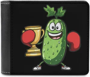 Boxing Winner Pickle Bi-fold Men's Wallets with 6 Card Holders Slim PU Leather Purse Outdoor Money Clip
