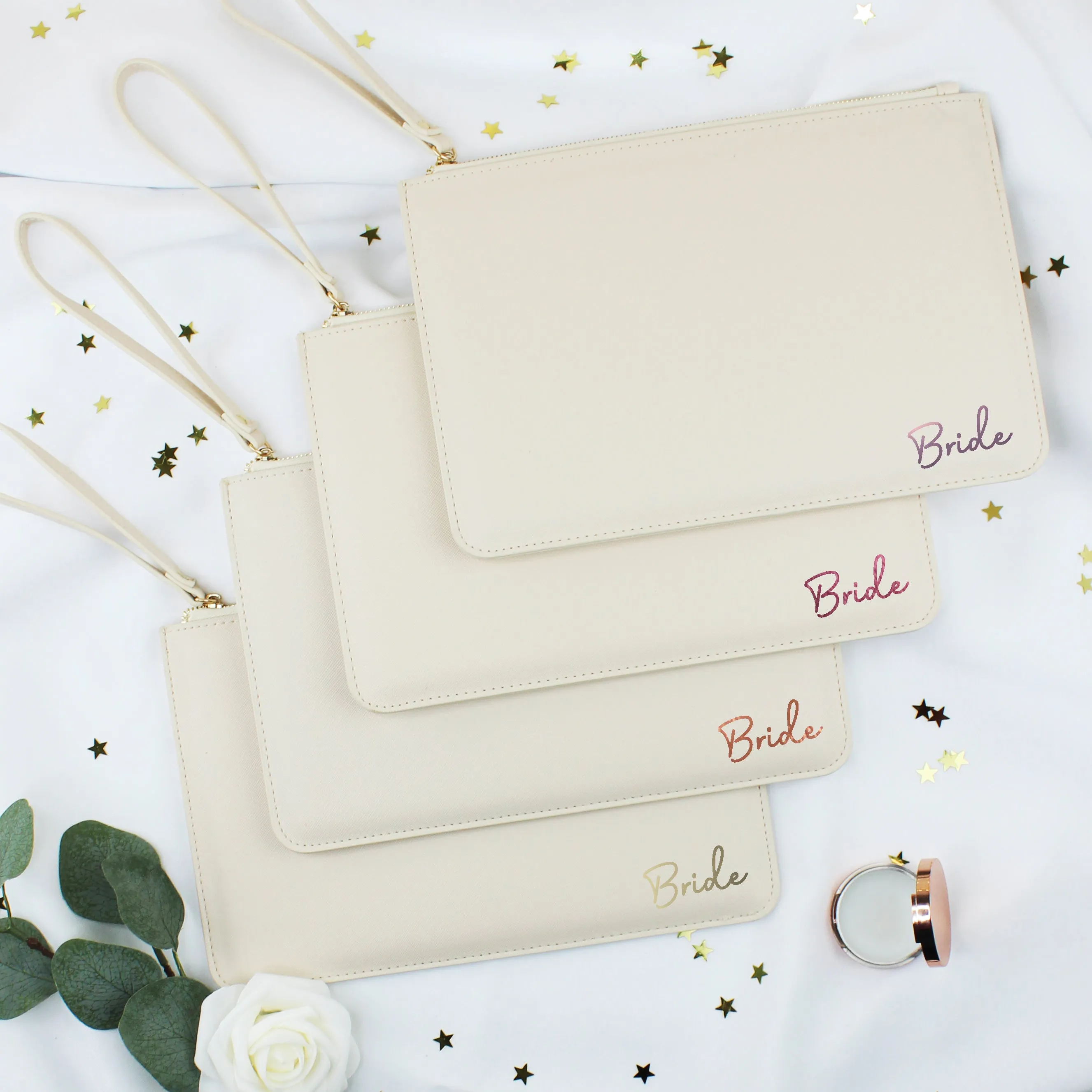 Bride PU Leather Clutch Bag with Wristlet
