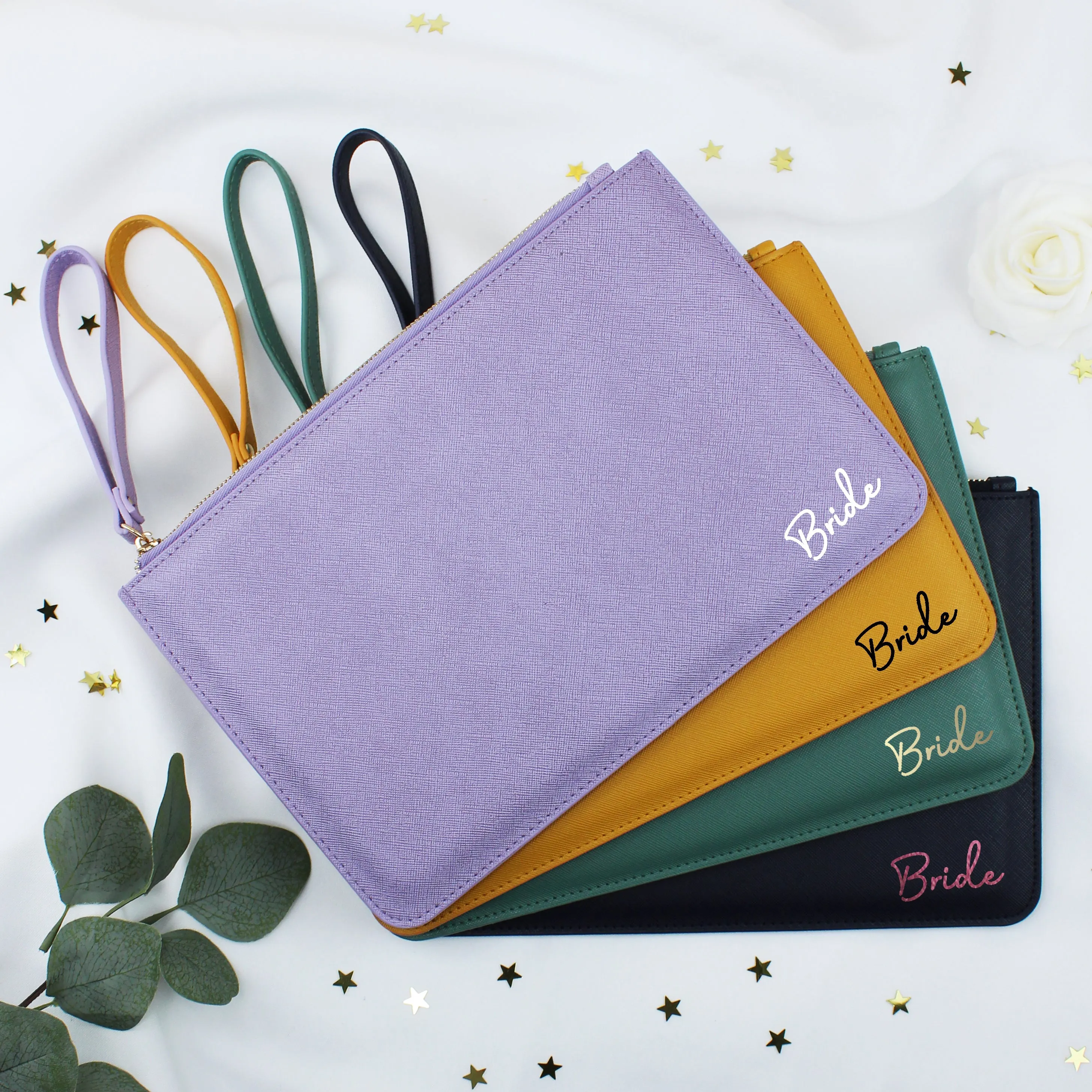 Bride PU Leather Clutch Bag with Wristlet