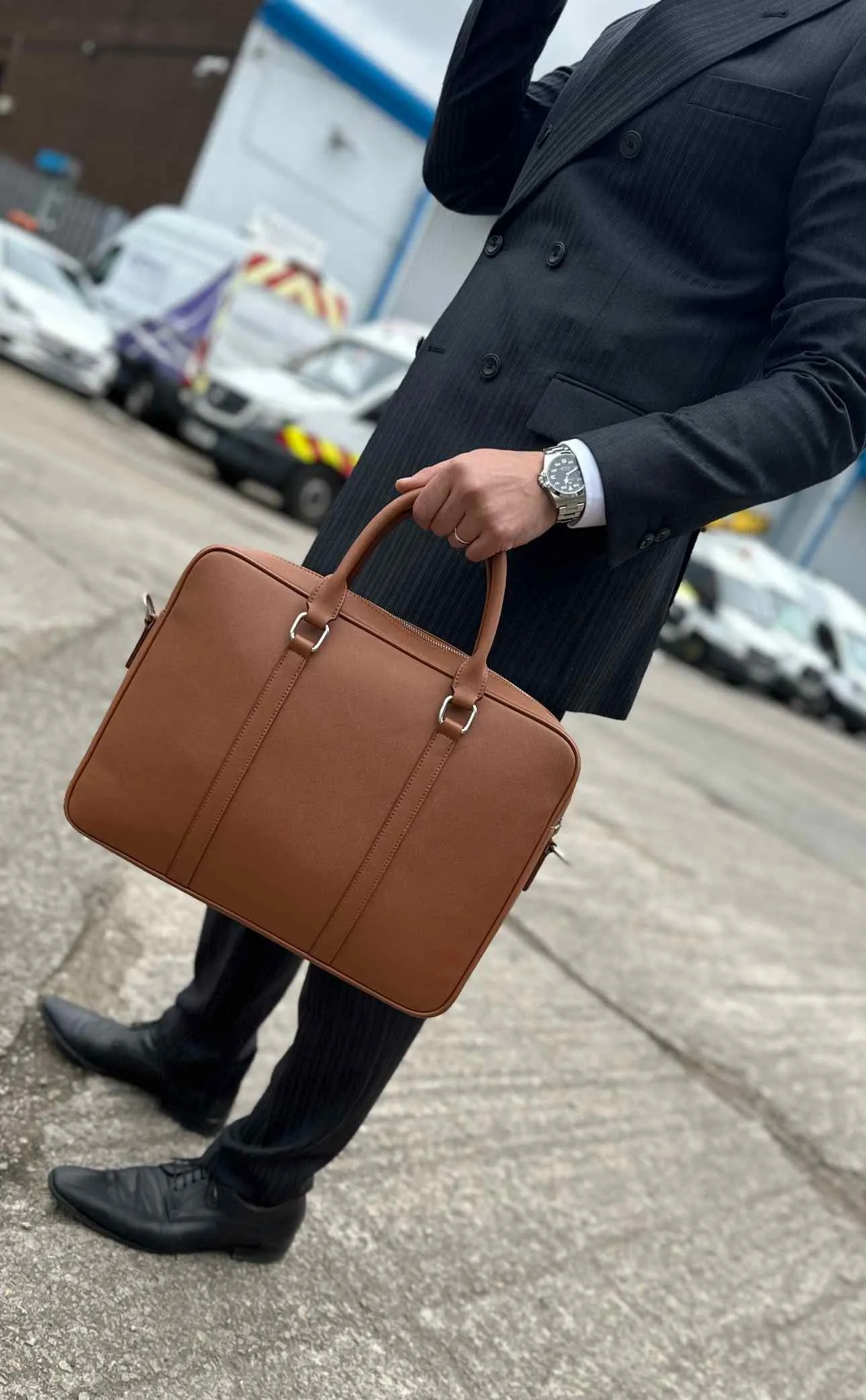 BriefCase Leather Free worldwide shipping Tan Invitation-only sale | Laptop Bag Brown