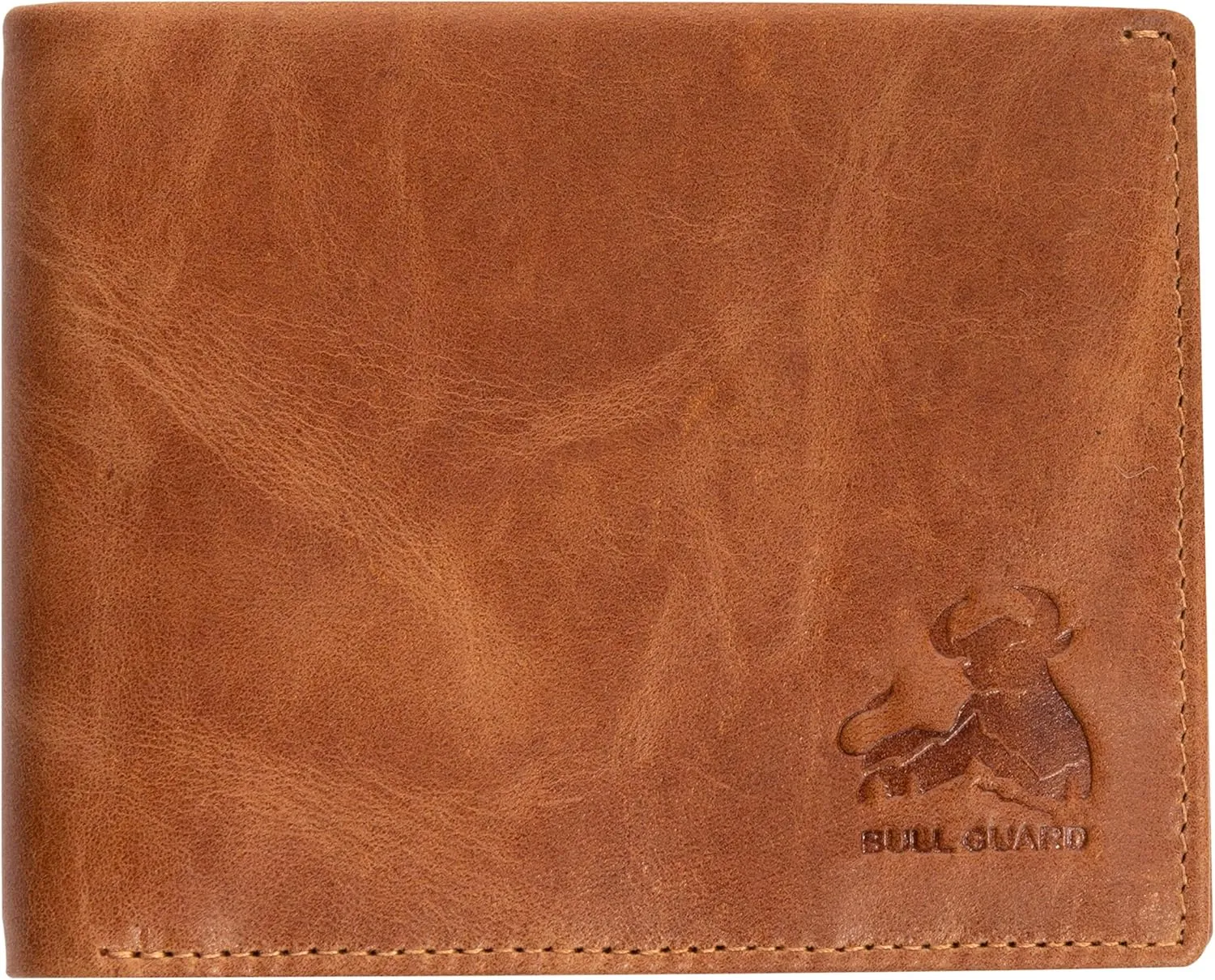BULL GUARD Mens Leather Wallet Bifold with ID Window and RFID Blocking