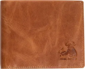 BULL GUARD Mens Leather Wallet Bifold with ID Window and RFID Blocking